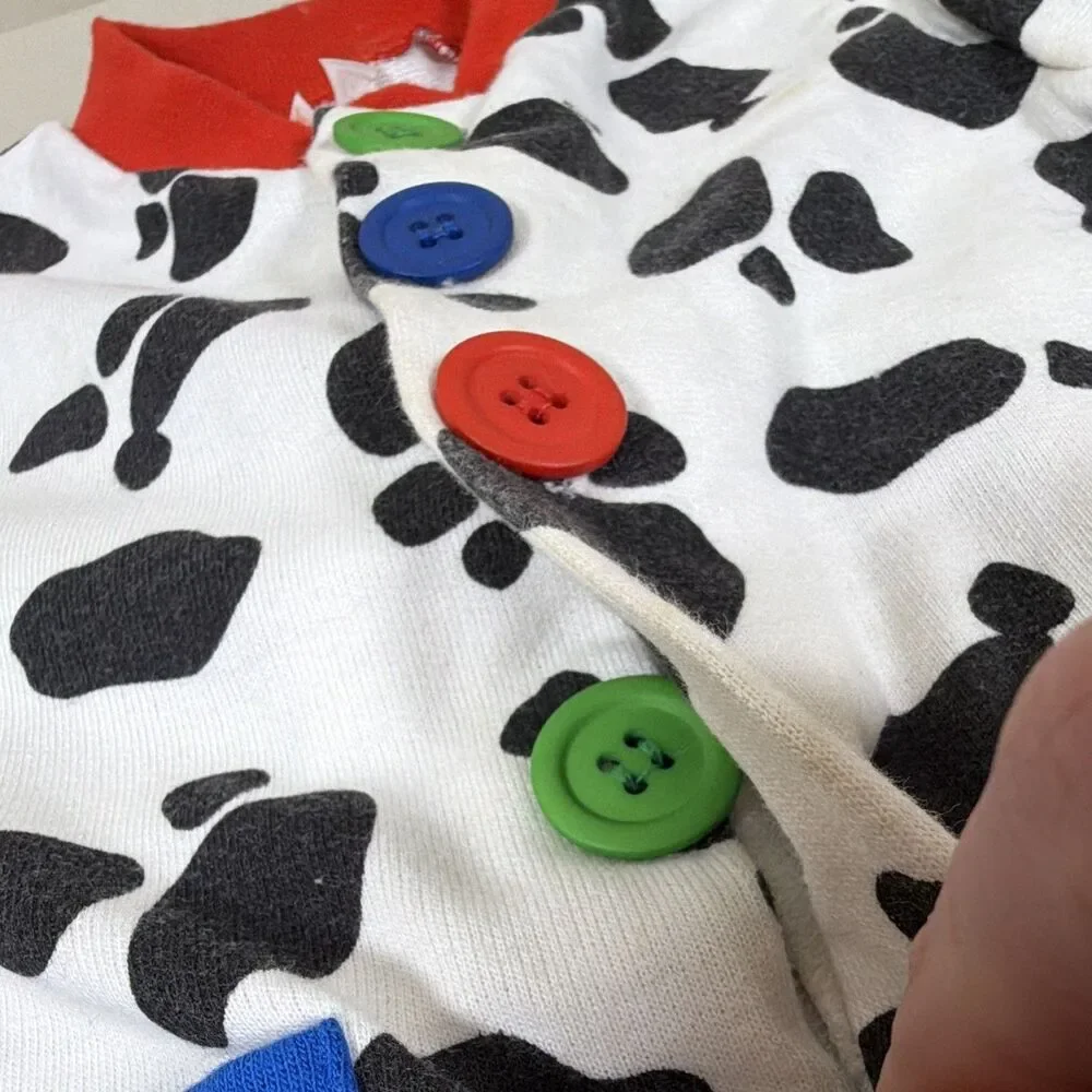 Vintage Buster Brown Baby 12M Cow Print Romper Coveralls Made in USA - 80s?